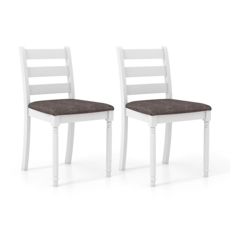 Hivvago Set of 2 Rubber Wood Dining Chairs with Upholstered Seat