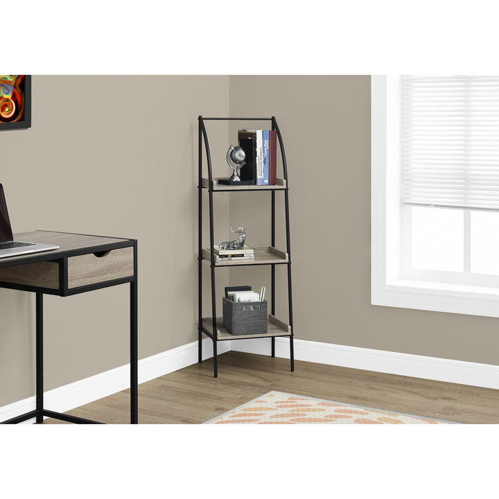 Monarch Specialties I 7228 Bookshelf, Bookcase, Etagere, Corner, 3 Tier, 48"H, Office, Bedroom, Metal, Laminate, Brown, Black, Contemporary, Modern