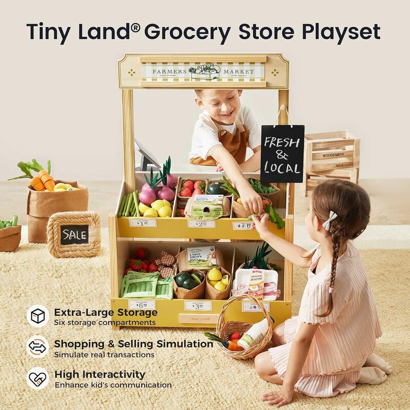 Wooden Play Store Pretend Grocery Store Role Play Toy image number 3
