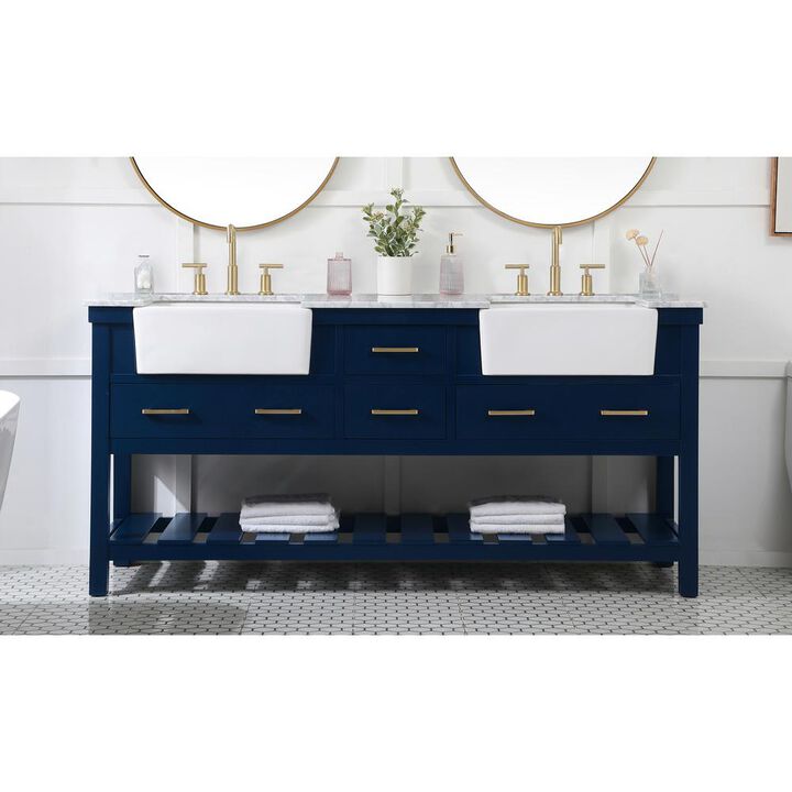 Elegant Kitchen and Bath 72 inch double bathroom vanity in blue