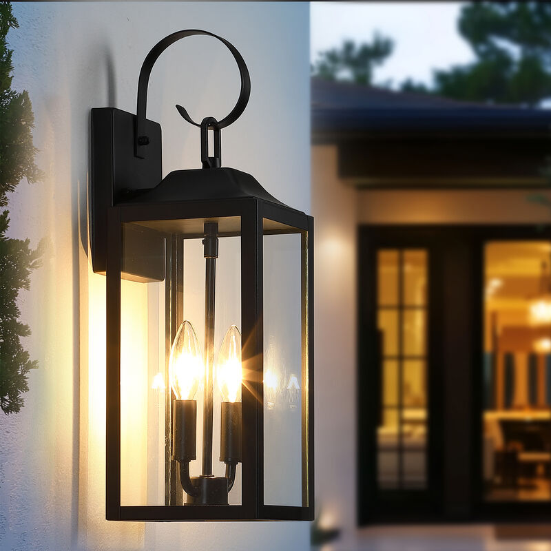 18.85 in. 2-Light Outdoor Wall Lantern with Clear Glass Shade image number 1