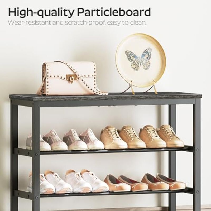 Metal Shoe Organizer 8 Tier Adjustable Shelves Closet Storage Black image number 3
