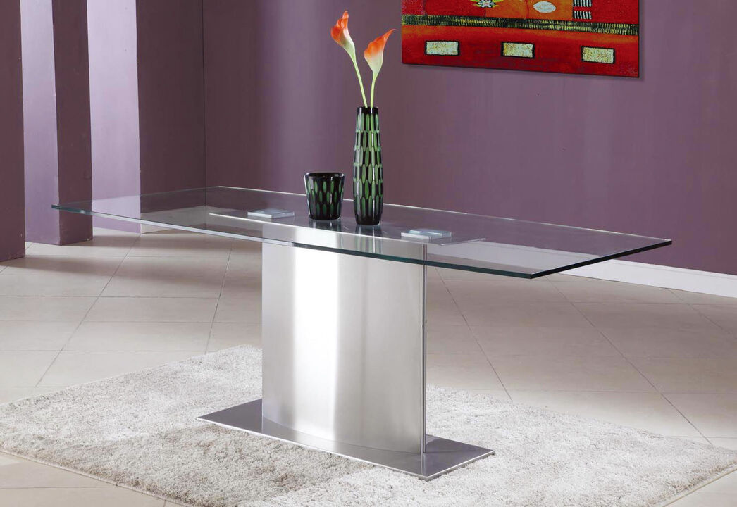 Marble table with stainless steel base