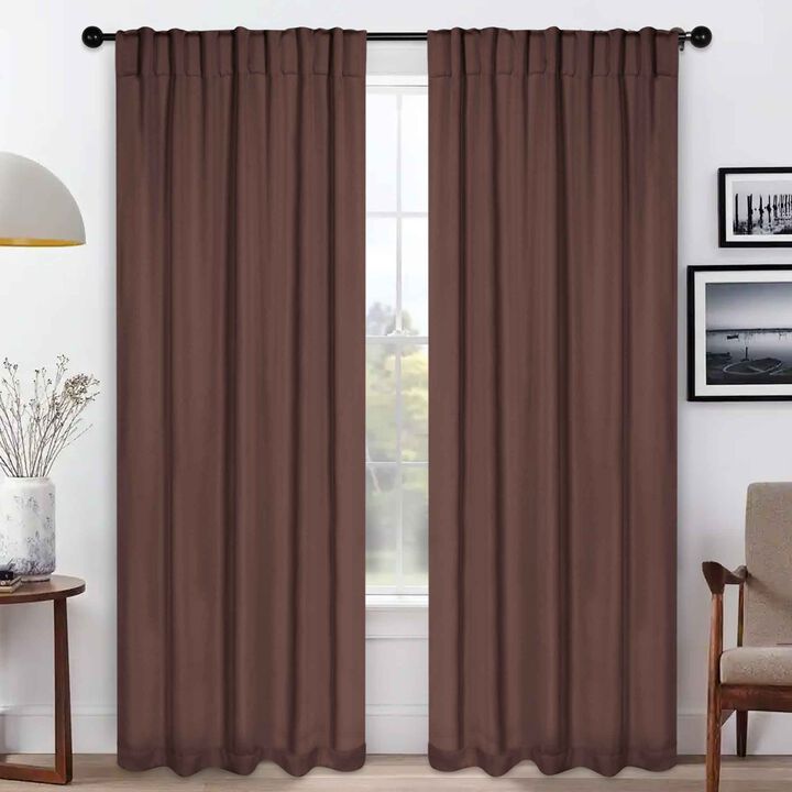 Blackout Window Curtains Set of 2 Solid Room Darkening Back Tab Panels