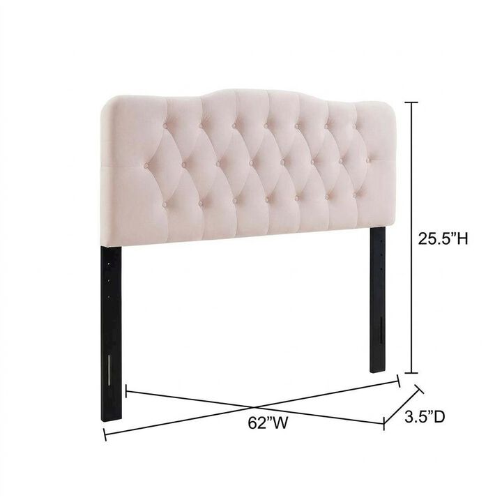 Diamond Tufted Velvet Queen Headboard with Performance Fabric and Plush Padding