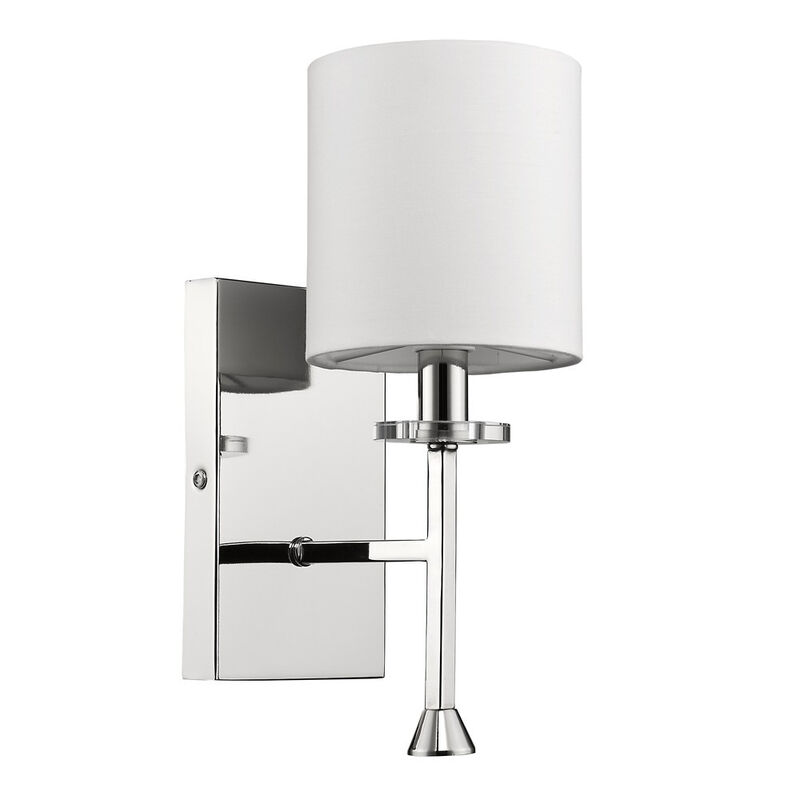 Hivvago Minimalist Silver Wall Sconce with Fabric Shade