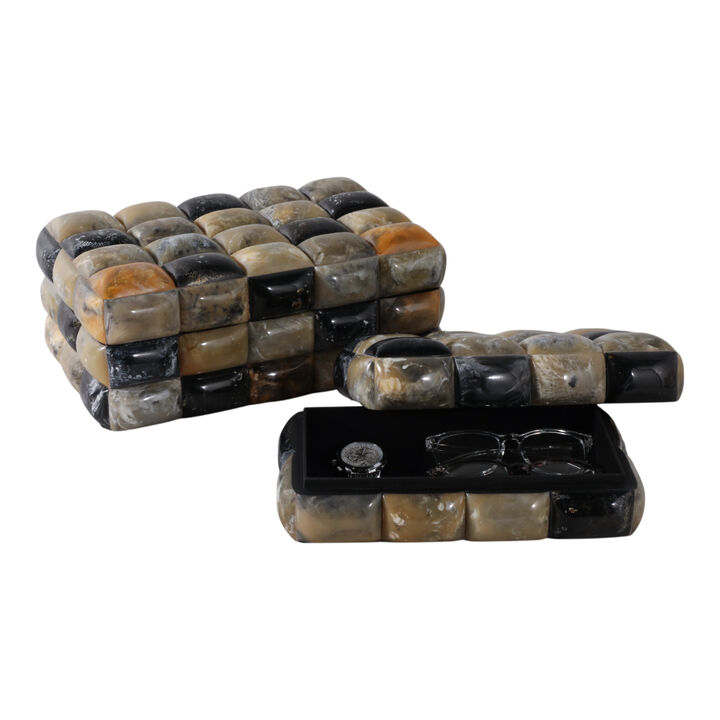 S/2 10/12" 3d Horn Look Boxes, Multi