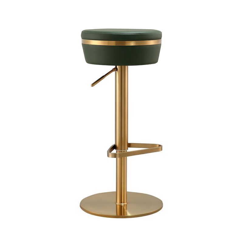Astro White Performance Vegan Leather and Gold Adjustable Stool
