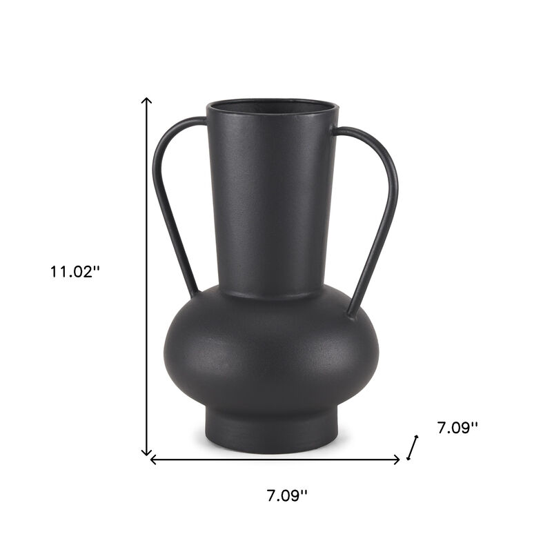 HomeRoots 11" Black Amphora Metal Table Vase image number 2