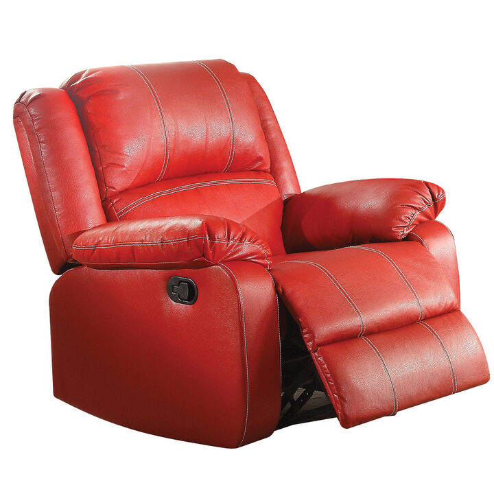 Faux Leather Recliner Chair, Red-Benzara