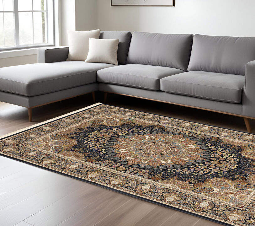 HomeRoots Medallion Runner Rug With Fringe