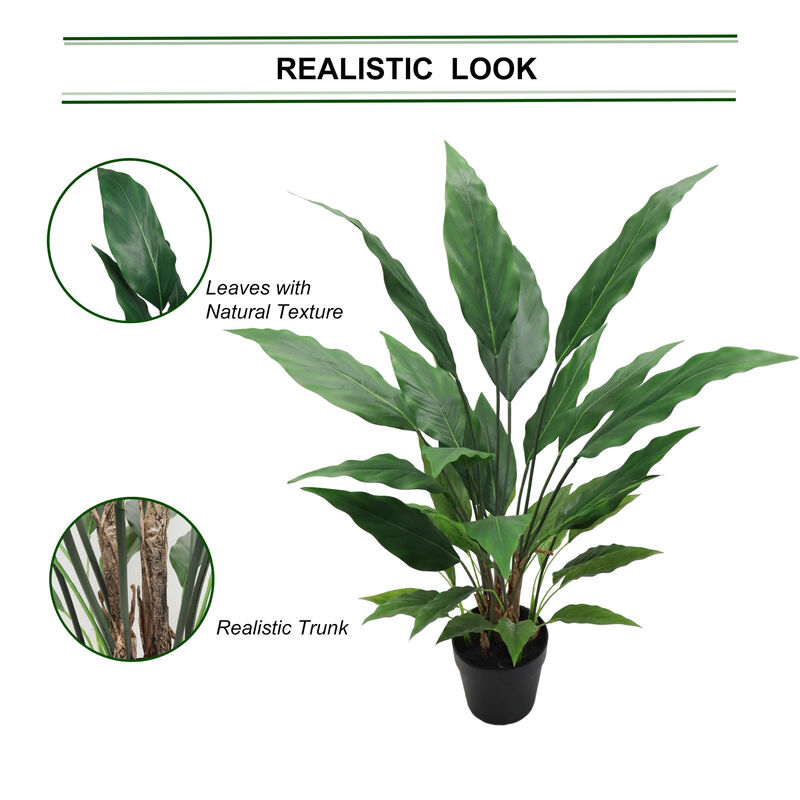 3' Artificial SPATHIPHYLLUM - Lifelike Indoor Plant in Decorative Pot - Low Maintenance, Perfect for Home or Office Styling