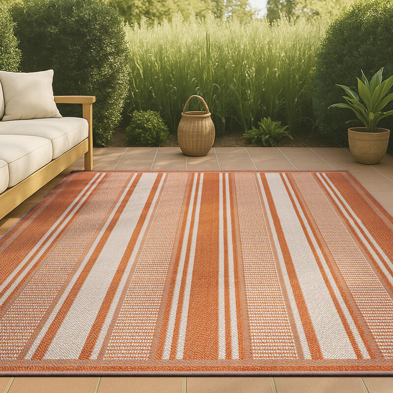 Haynes Modern Double Stripe Indoor/Outdoor Area Rug