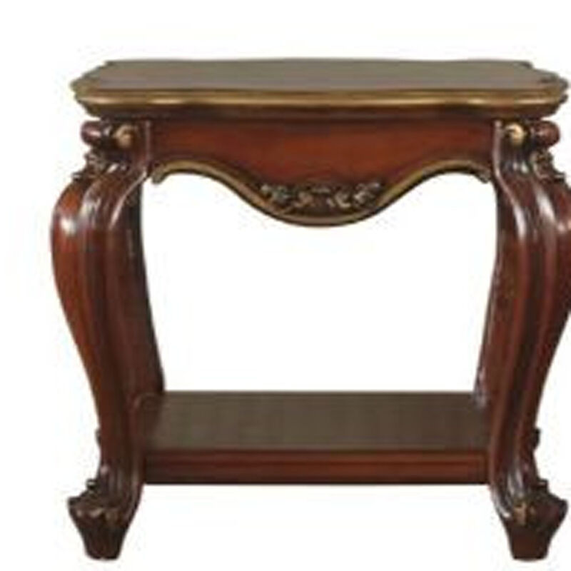 Handcrafted Solid Wood Square Accent Table with Open Storage Shelf