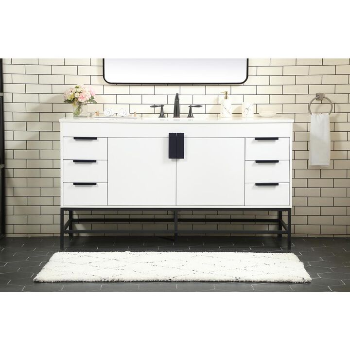 Elegant Kitchen and Bath 60 inch Single bathroom vanity in white