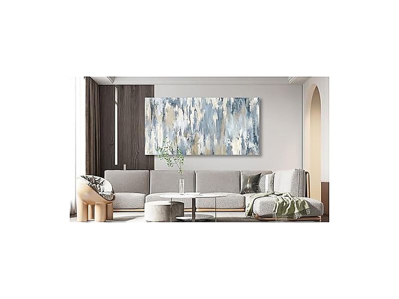 Large Abstract Wall Art Gray Blue Beige Canvas Living Room Contemporary Decor image number 2