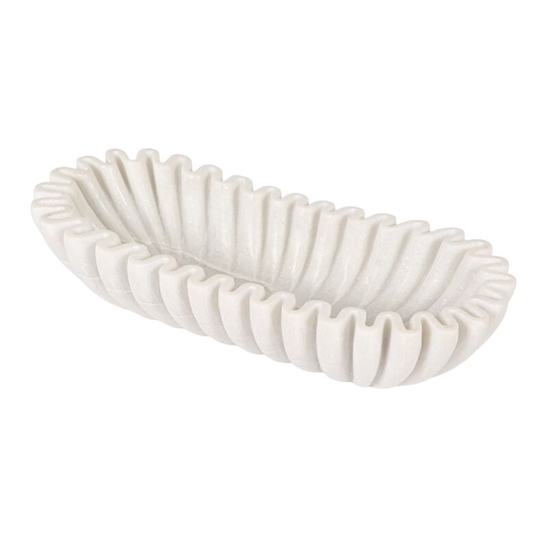 Marble Oval Ruffle Bowl, White image number 0
