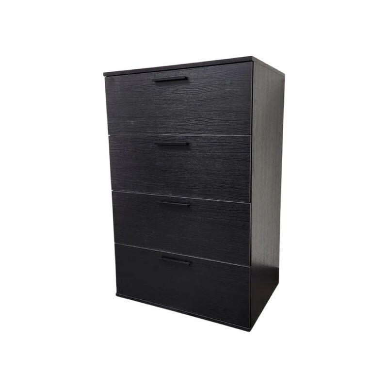 Levy Jumbo Tall Dresser Chest, 4 Drawers, Weathered Black Melamine