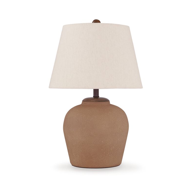 Tery Table Lamp, Empire Hardback Shade, Textured Rust Brown Metal Base - Benzara