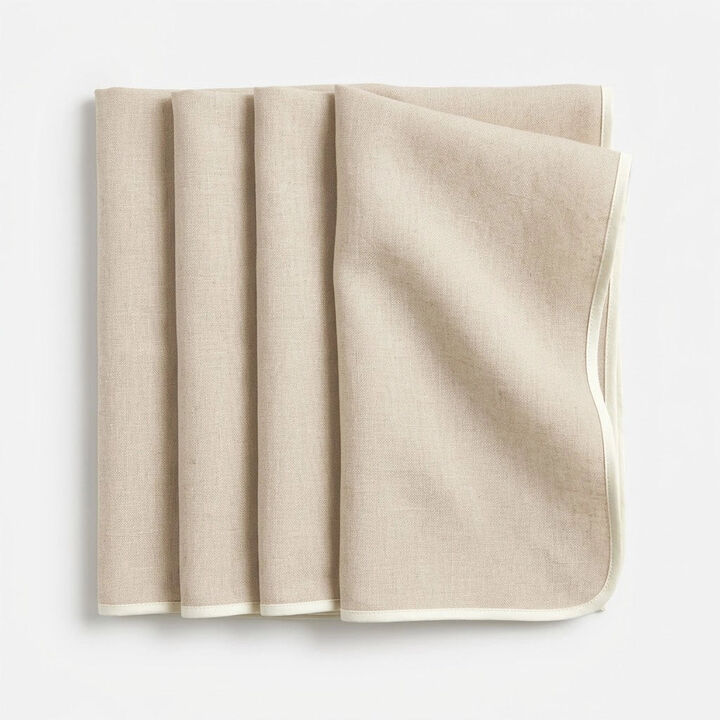 Linen Dinner Napkins Set of 4 for Dining Table Decor, 20 x 20 Inch - Kensington