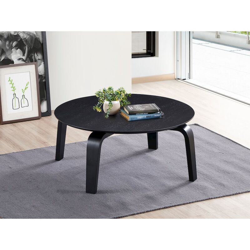 Omax Decor Mod Round Shape Mid-Century Wood Coffee Table in Black