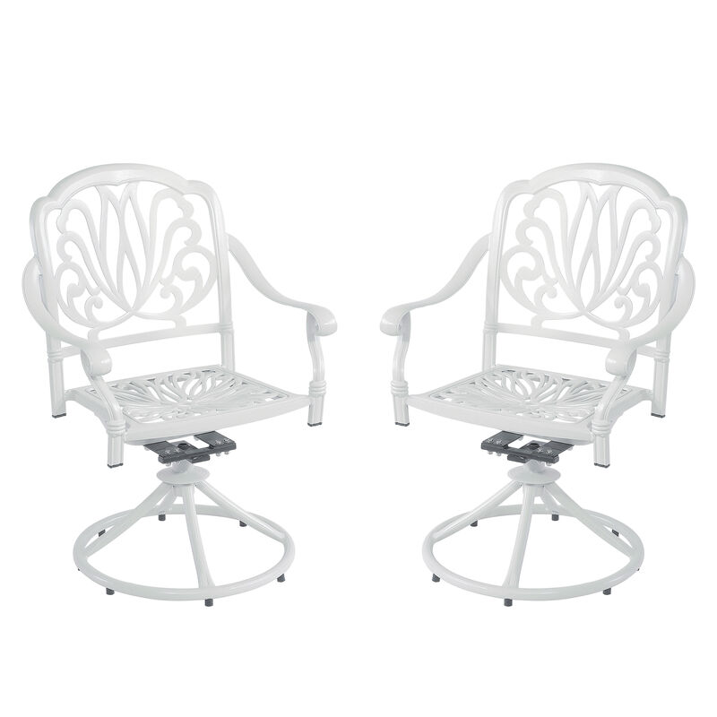 MONDAWE Modern 5-Piece Cast Aluminum Patio Dining Set with Swivel Chairs and Umbrella Hole