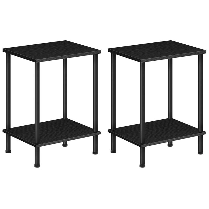 HOOBRO End Table, Small Side Table, Set of 2, Nightstand with 2-Layer Storage Shelves, Sofa Table for Small Spaces, Living Room,