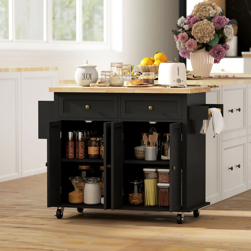 Hivvago Kitchen Cart on Wheels with Adjustable Shelves and Drawers image number 7