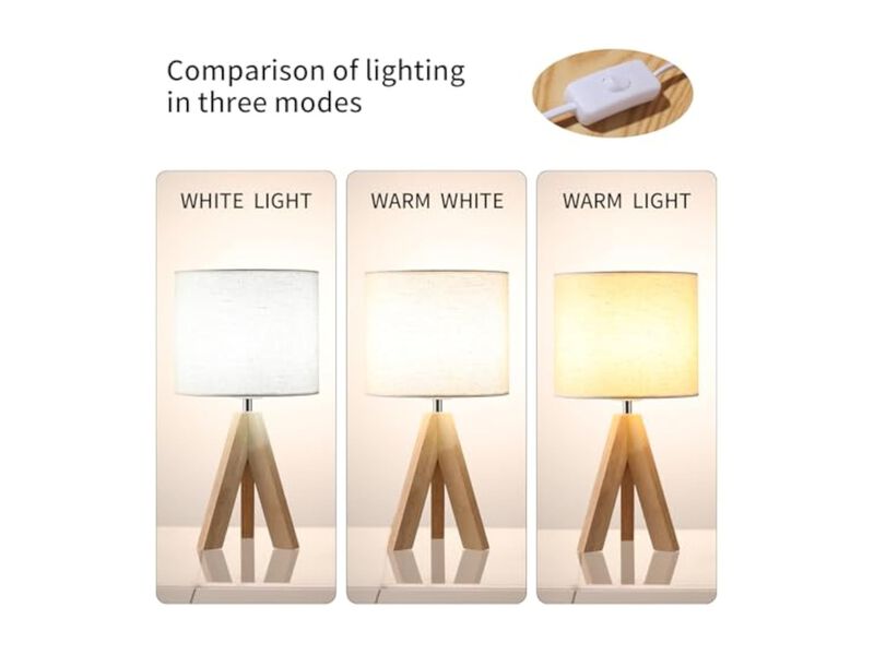 Wood Fabric Desk Lamp For Living Room Desk image number 3