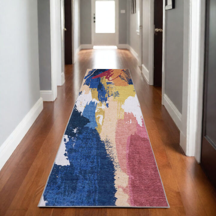 HomeRoots Abstract Distressed Runner Rug