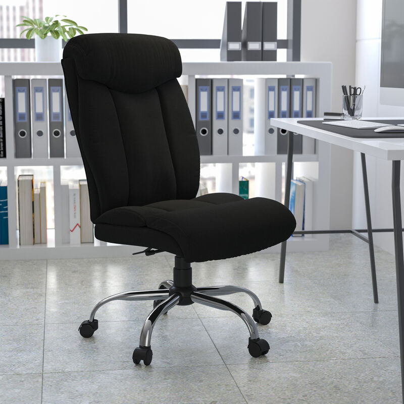 HERCULES Series Big & Tall 400 lb. Rated Black Fabric Executive Ergonomic Office Chair and Chrome Base image number 5