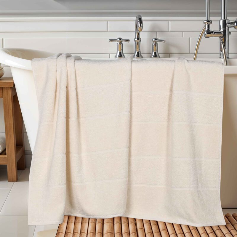 Soft Ribbed Twist Viscose Cotton Blend Bath Sheets Set of 2 image number 1