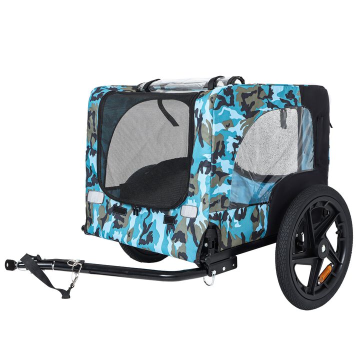 66LB Capacity Heavy-Duty Foldable Pet Bike Trailer with 16" All-Terrain Wheels & Universal Hitch
