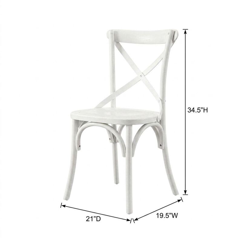 Solid Wood Dining Side Chair with Cushioned Seat for Dining Room, White image number 2