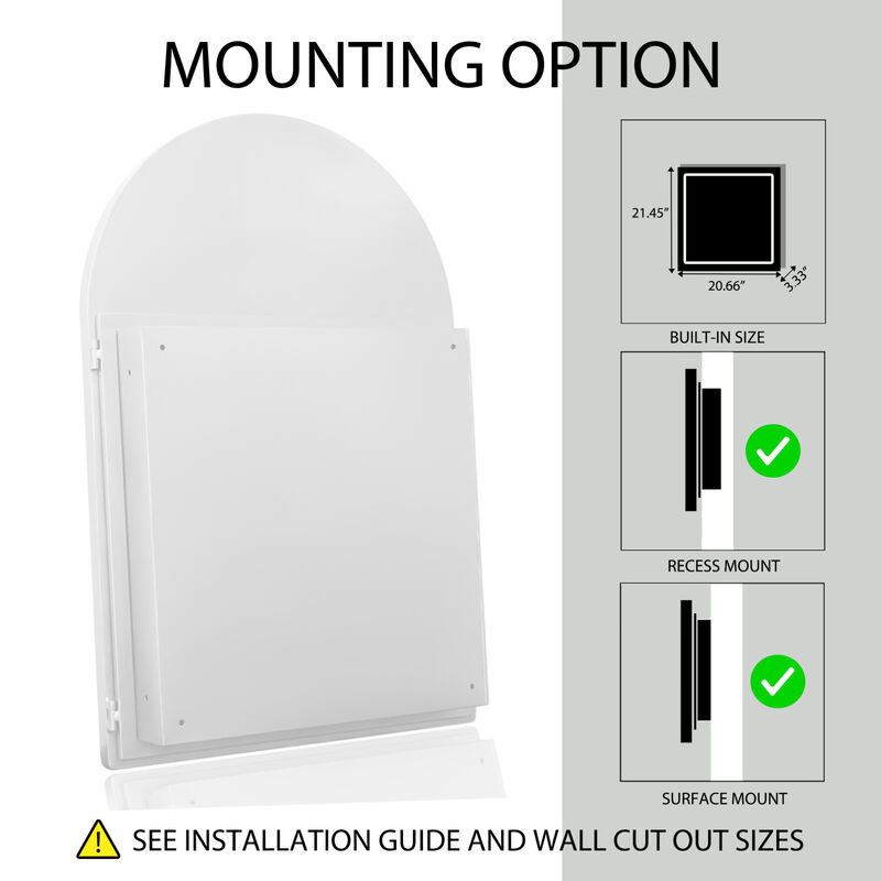 ELEMENT ACE Arched Recessed Medicine Cabinet with Mirror and Adjustable Shelves for Modern Bathroom Storage Solutions image number 7