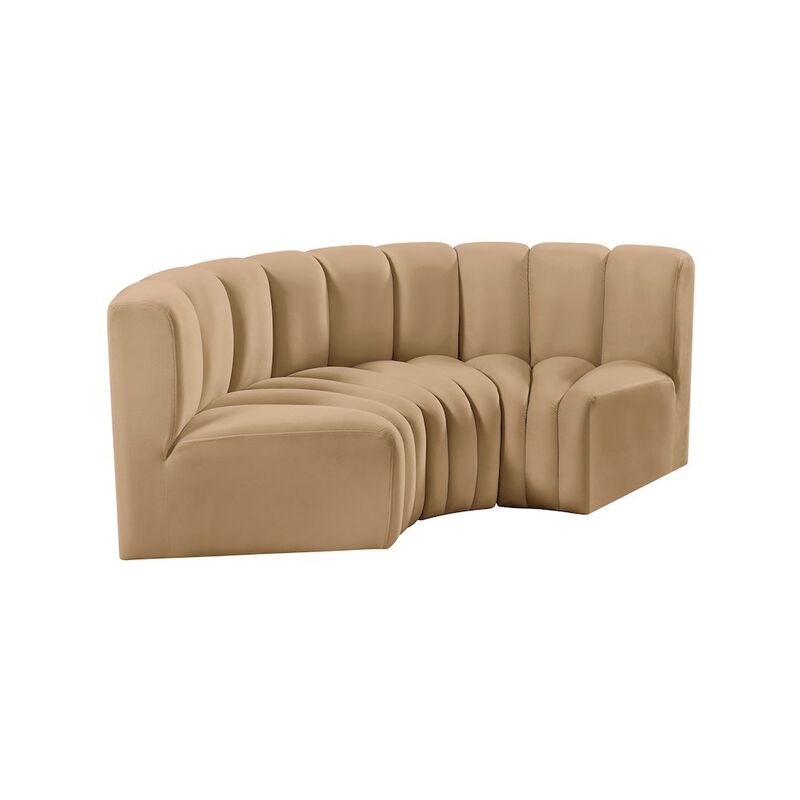 Meridian Furniture Arc Camel Velvet Modular Sofa