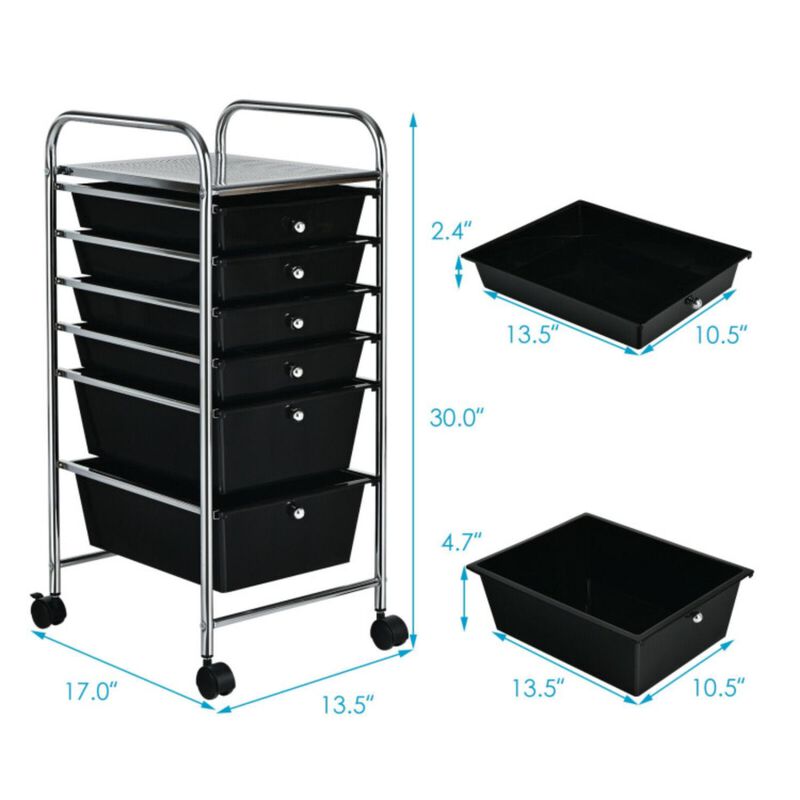 Hivvago 6 Drawers Rolling Storage Cart Organizer