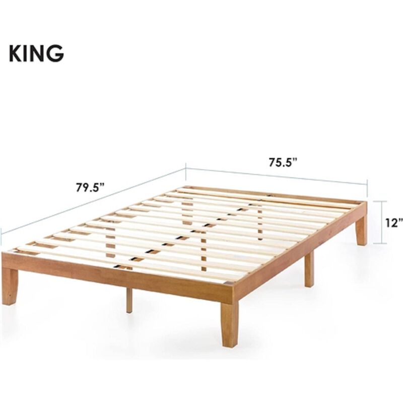 Solid Wood Platform Bed Frame Sturdy Support with Wood Finish