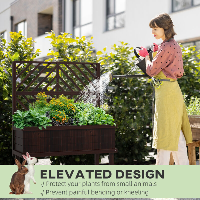 Hivvago Functional Wooden Garden Bed with Trellis image number 6