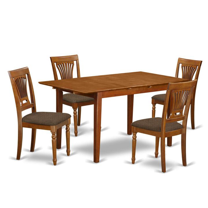 5 PC Kitchen Table set Table with Leaf and 4 Dining Table Chairs