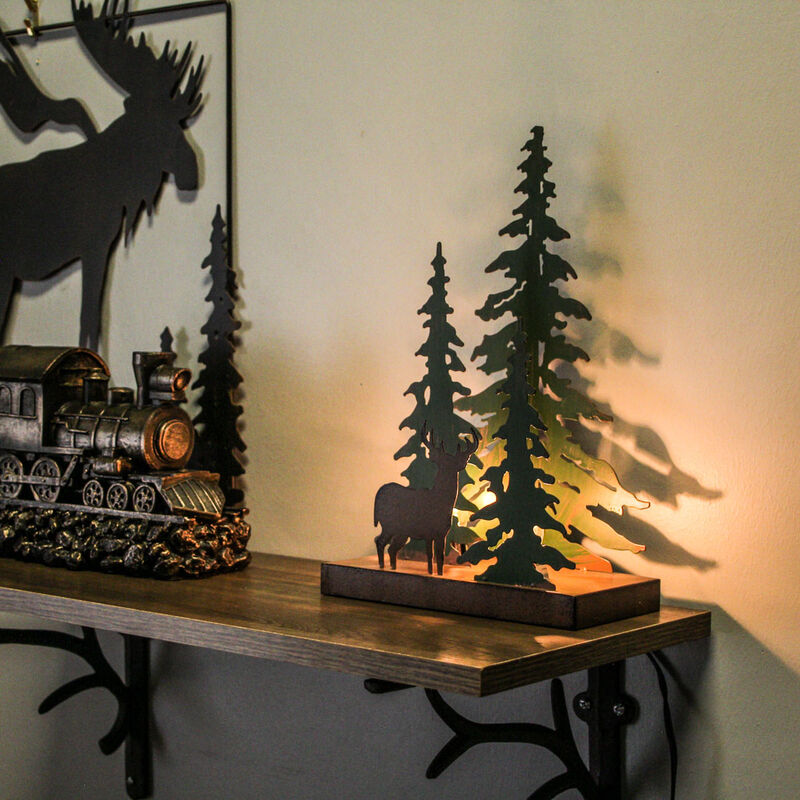 Rustic Metal Deer Forest Stroll Accent Lamp Decorative Woodland Cabin Home Decor image number 8