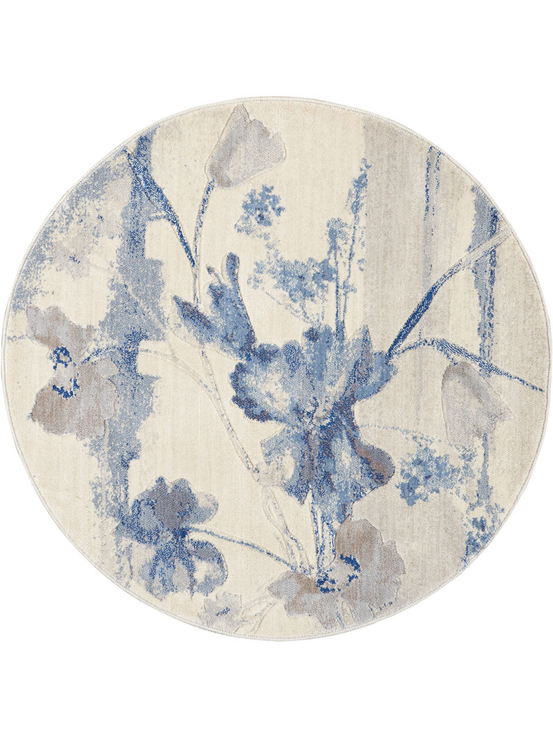 Somerset ST18 Ivory/Blue 3'6" x Round Rug