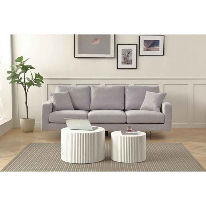 Modern Three Seat Sofa Couch with 2 Pillows, Light Grey Perfect for Every Occasion