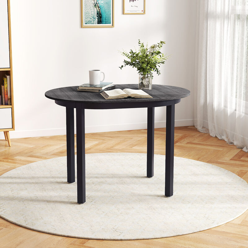 Black 43" Dining Table with Solid Rubber Wood Legs for 2-4 Seats image number 6