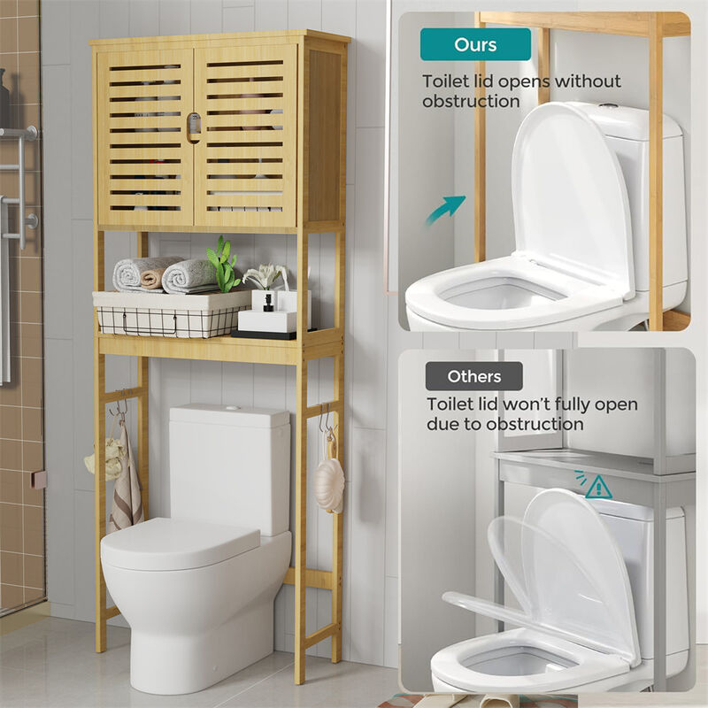 Over-The-Toilet Storage Rack 3-Tier Bathroom Organizer Shelf Cabinet Over Toilet image number 5