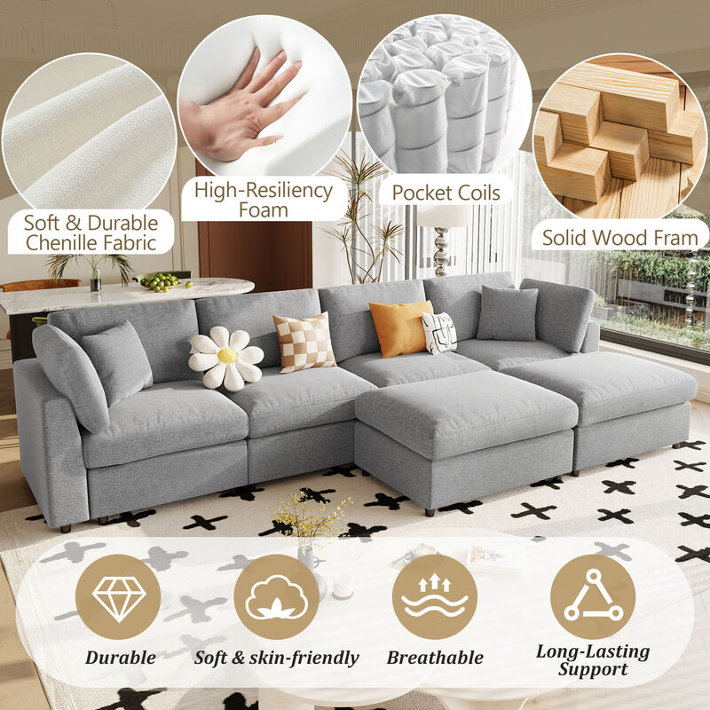 Spudmo 128" Large U-Shaped Sectional Sofa image number 5