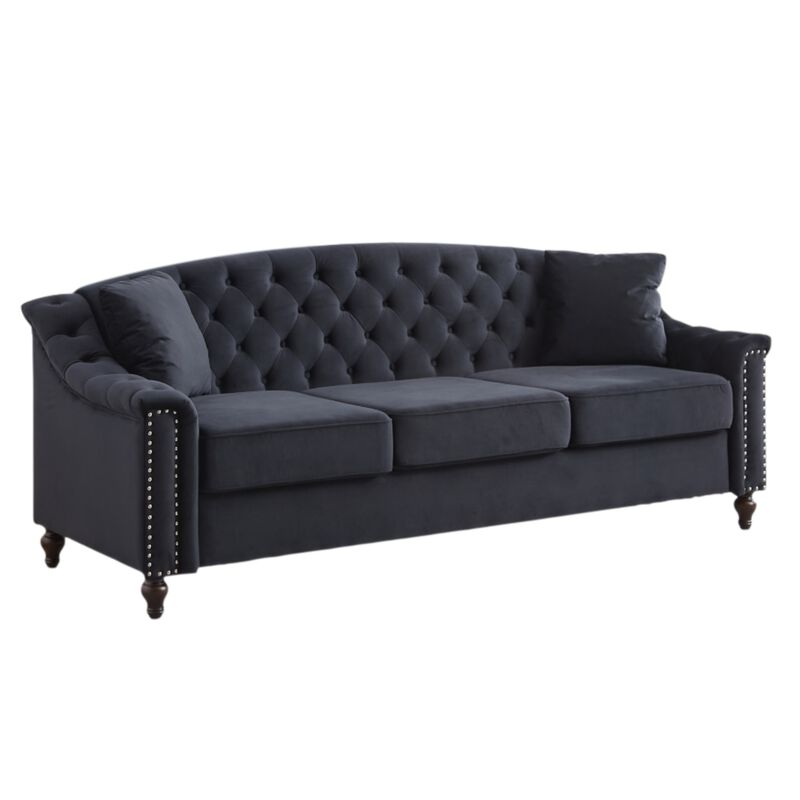 Snump 82" Velvet Chesterfield Sofa image number 8