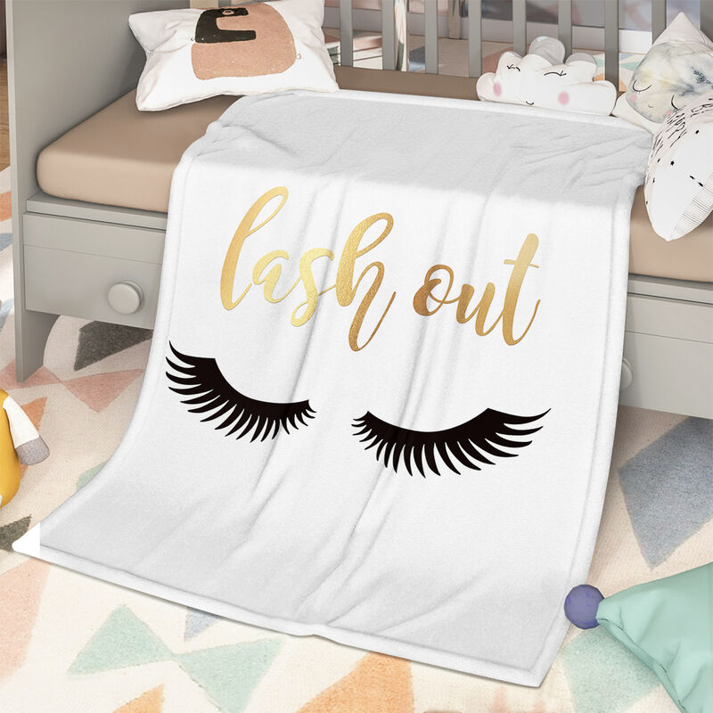 Fluffy Flannel Fleece Throw Blanket Plush & Cozy with Long Eyelashes Print Design