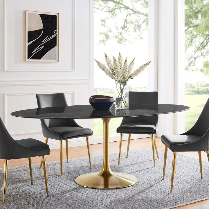 Modway - Lippa 78" Oval Artificial Marble Dining Table Gold Black