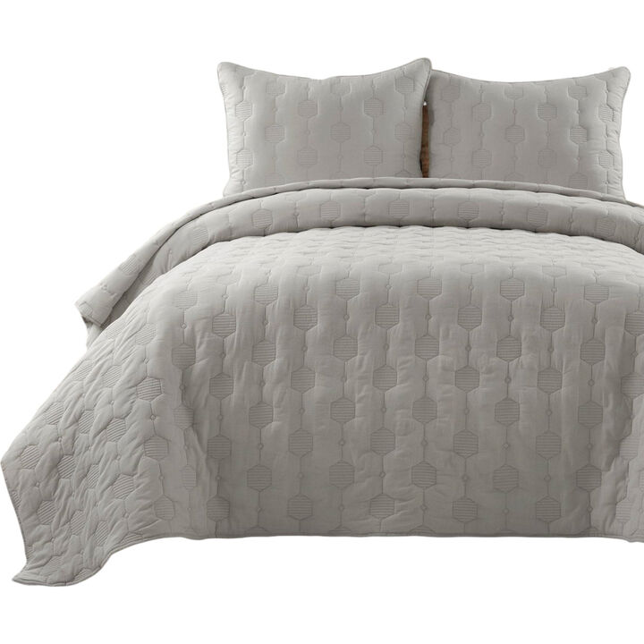 Soft Cotton Quilt Set 3 Piece Lightweight Bedding with Textured Finish